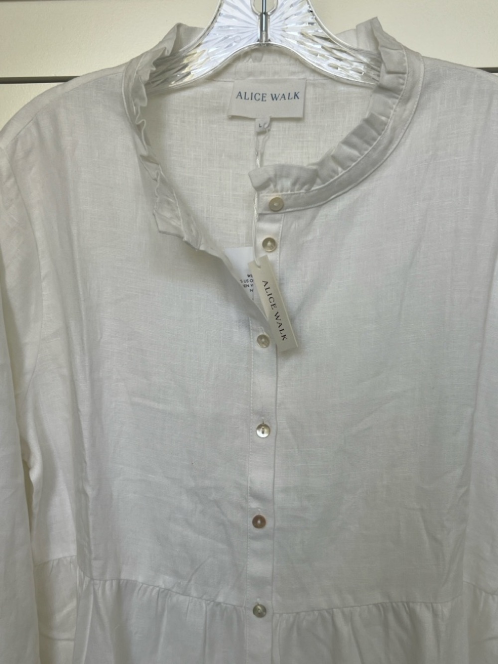 Alice Walk White Button-Front Tiered Shirt Dress - Picture 3 of 4
